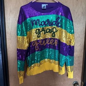 Queen of Sparkles Mardi Gras Sweater
